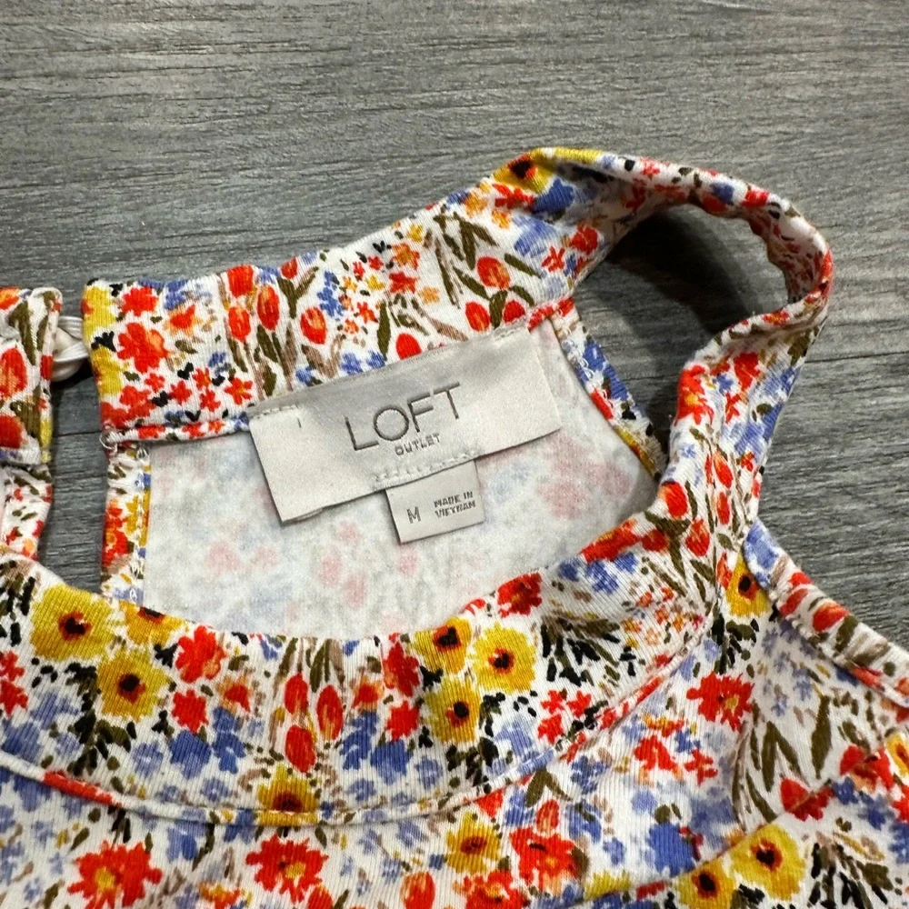 LOFT Outlet Multicolor Floral Jersey Swing Tank Mini Dress - Picture 3 of 7